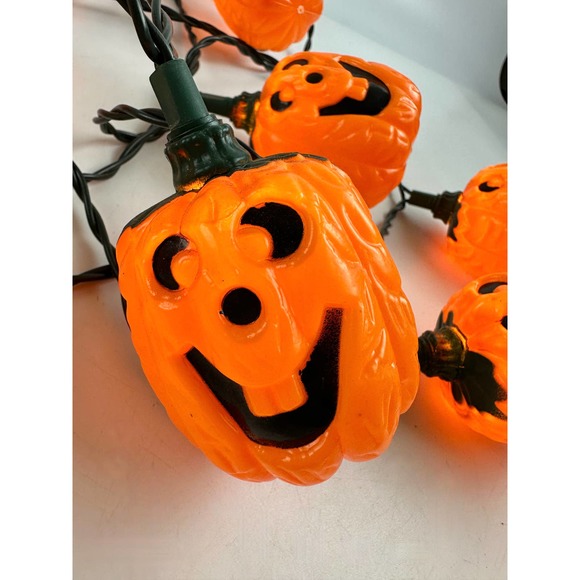 Blow Mold Halloween Pumpkin String Lights - Jack O' Lantern 6 Ft. - Picture 3 of 7